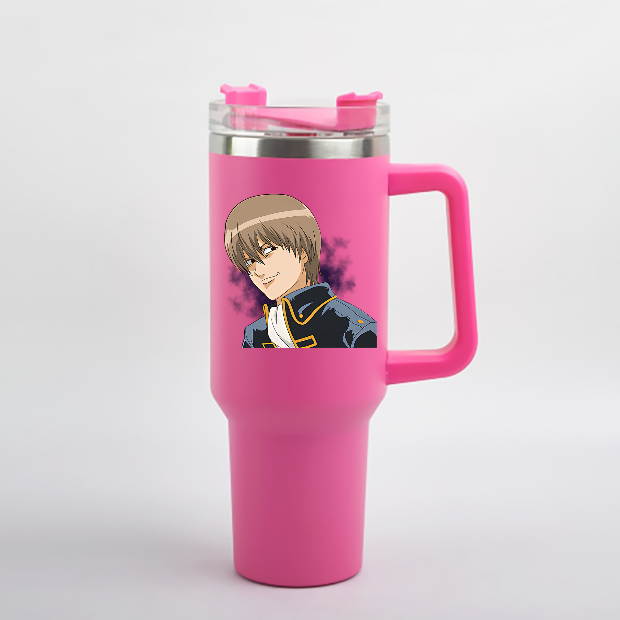 （画像用） ぎんたま 坂田銀時（さかたぎんとき） 神楽 志村新八（しむら しんぱち） GINTAMA Sakata Gintoki Kagura Shimura Shinpachi 1200mL車用タンブラー - クリスタルステッカー（プラスチックストロー付き）
